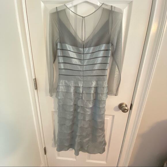 Adrianna Papell Dress Size 6 Mother of the Bride Tiered Cocktail sheer sleeve - Picture 2 of 4